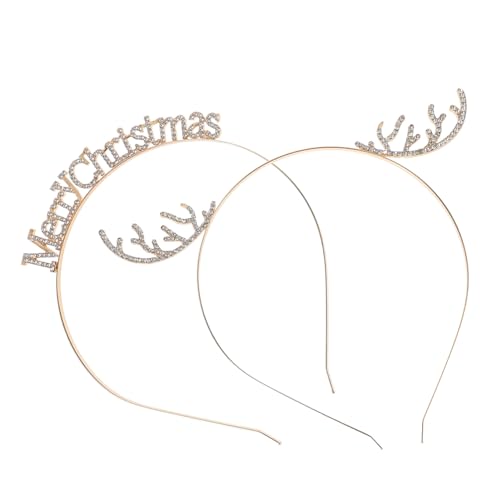 POPETPOP Weihnachts-Stirnbänder-Set Niedliche Rentier-Geweih-Haarbänder Glitzernde Kristall-Merry-Christmas-Kopfbedeckung Zubehör Für Weihnachtsparty-Zubehör von POPETPOP