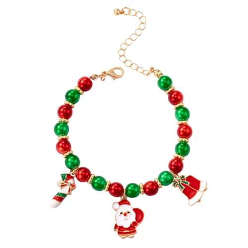POPETPOP Weihnachtsperlen Armband Damen Verstellbar Bunte Perlenfädelung Langlebiges Legierungsmaterial Geschenkidee für Teenager Mädchen und Frauen Festlicher Modeschmuck für Weihnachten von POPETPOP