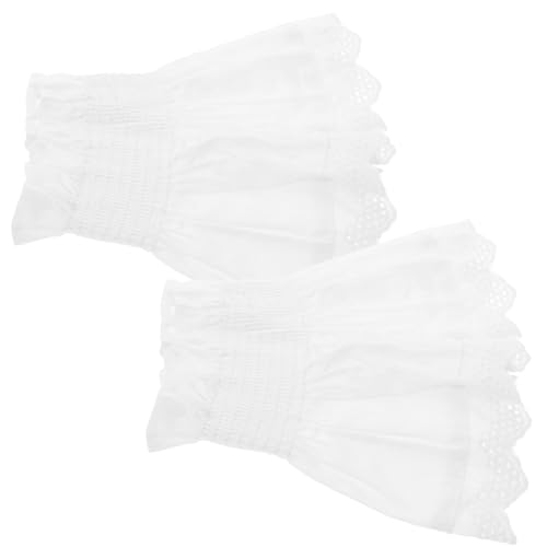 POPETPOP Weiße Baumwoll Spitzen Armstulpen Damen Verstellbar Komfortable Falsche Ärmel Manschetten für Pullover Blusen Mäntel Modische Handgelenk Stulpen Zubehör von POPETPOP