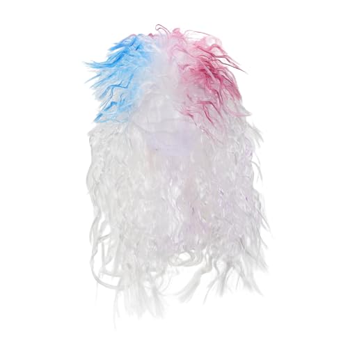 POPETPOP Weiße Lockige Herrenperücke Style Lang Modisch und Vielseitig für Cosplay Party und Fasching Einfacher Stil für Individuelle Looks von POPETPOP