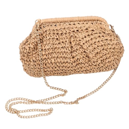 POPETPOP Woven Crossbody Bag Damen Schultertasche Handtasche Leicht Tragbar Vielseitig Strandtasche Geschenkidee Khaki von POPETPOP
