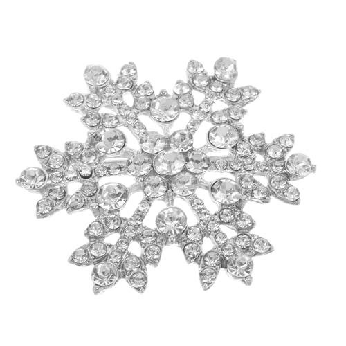 POPETPOP Xmas Schneeflocken Brosche mit Glitzernden Strasssteinen Langlebige Zinklegierung Edles Design für Festliche Partys und Formelle Outfits Modisches Schmuckaccessoire für Damen von POPETPOP