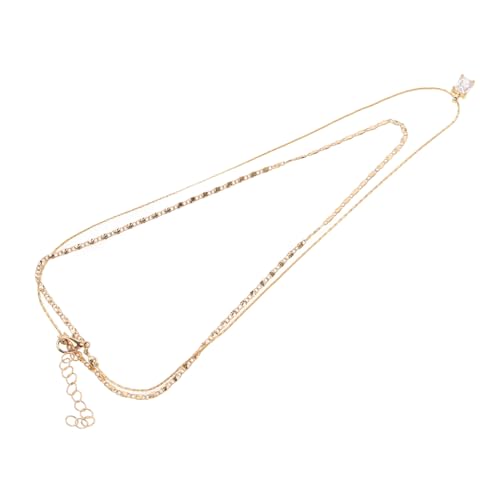 POPETPOP Zarte Damen Halskette mit Doppellagigem Vergoldetem Zirkonia Anhänger Eleganter Schmuck für Alltag und Party Leichte Hautfreundliche Kette für Vielseitige Outfits von POPETPOP
