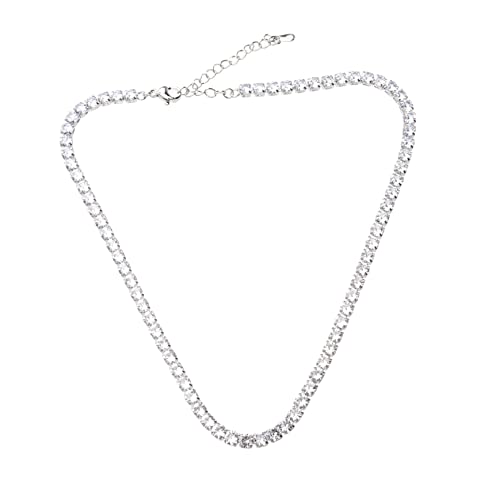POPETPOP Zarte Zirkonia Halskette für Mädchen mit Funkelndem Anhänger Verstellbare Tennis Kette Modischer Clavicle Schmuck als für Valentinstag Geburtstag Hochzeit von POPETPOP