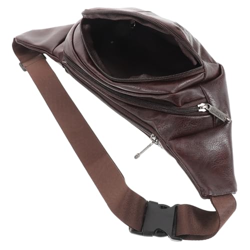 POPETPOP wasserdichte PU Bauchtasche Damen Herren Unisex Hüfttasche mit Großem Stauraum Verstellbarer Gurt Outdoor Mode Gürteltasche für Reisen Wandern Alltag von POPETPOP