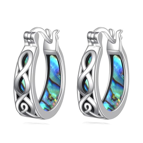 Celtic Ohrringe Sterling Silber Celtic Knot Small Creolen mit Abalone Creolen Irish Small Huggie Earrings Schmuck für Frauen von POPLYKE