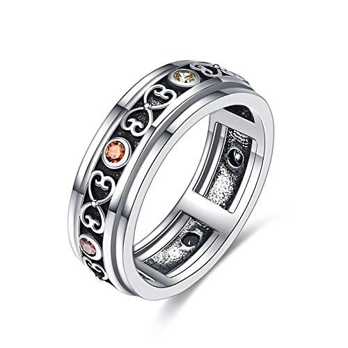 Fidget Ringe für Angst für Frauen Sterling Silber Chakra CZ Ringe von POPLYKE