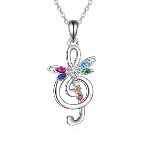 POPLYKE 7 Chakra Dragonfly Halskette für Frauen Sterling Silber Musik Halskette für M?dchen Irish Schmuck Geschenke POPLYKE 7 Chakra Dragonfly Halskette für Frauen Sterling Silber Musik Halskette für M?dchen Irish Schmuck Geschenke von POPLYKE