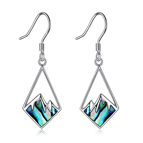 POPLYKE 925 Sterling Silber Abalone Ohrringe für Damen Rhombus Berg Drop Ohrringe Glauben Berg Schmuck Geburtstag Geschenke von POPLYKE