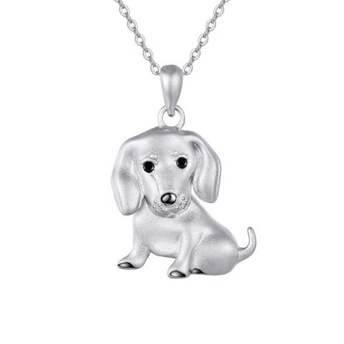 POPLYKE 925 Sterling Silber Dachshund Hund Kette für Damen Dachshund Hund Schmuck Dachshund Hund Geschenke für sie von POPLYKE