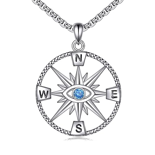 POPLYKE 925 Sterling Silber Evil Eye Halskette für Männer Sonne Halskette für Damen Sonne und Mond und Stern Schmuck Geschenke von POPLYKE