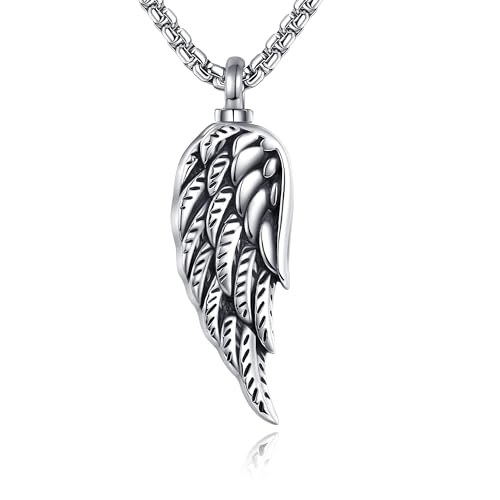 POPLYKE 925 Sterling Silber Flügel Urn kette für Asche Halskette Engel Flügel Einäscherung Schmuck für Damen Männer Gedächtnis von POPLYKE