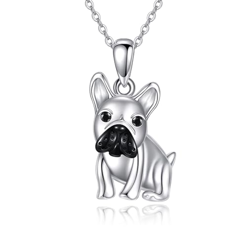 POPLYKE 925 Sterling Silber Französisch Bulldogge Kette für Damen Dachshund Hund Schmuck Französisch Bulldogge Geschenke für Sie von POPLYKE