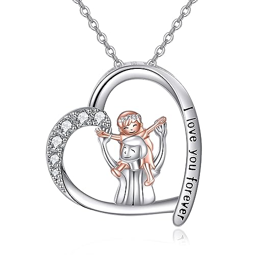 POPLYKE 925 Sterling Silber Herz Vater Tochter Halskette für Damen Vater Tochter Schmuck Vater Tochter Geschenke für Mädchen von POPLYKE