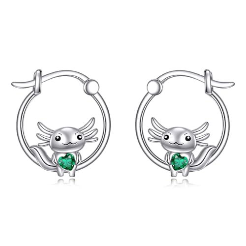 POPLYKE Axolotl Ohrringe für Frauen Sterling Silber Hoop Earrings Cute Animal Schmuck für Mädchen (Axolotl) von POPLYKE