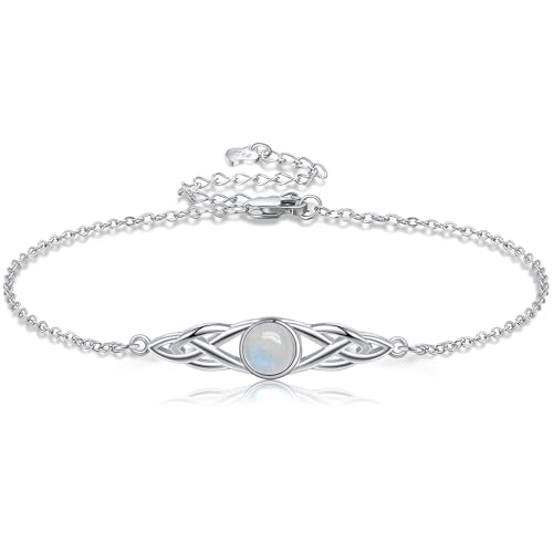 POPLYKE 925 Sterling Silber Keltische Armbänder Irish Aus Mondstein Armband Knoten Viking Mondstein Schmuck von POPLYKE