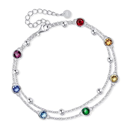POPLYKE 925 Sterling Silber Kristall Chakra Armband Damen Kristall Armband Chakra Schmuck Sommer Strand zierlicher Schmuck von POPLYKE