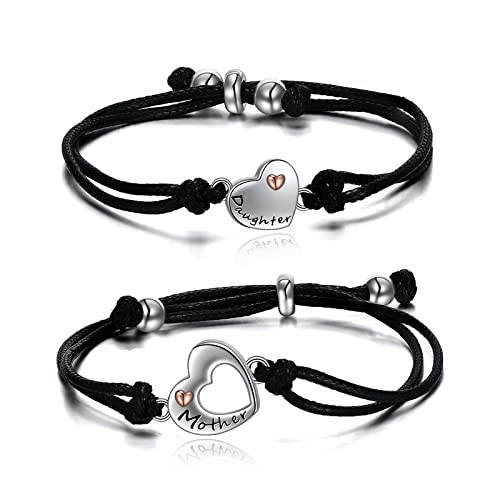 POPLYKE 925 Sterling Silber Passende Mutter Tochter Armband Set für 2 Herz Mutter und Tochter Schmuck von POPLYKE