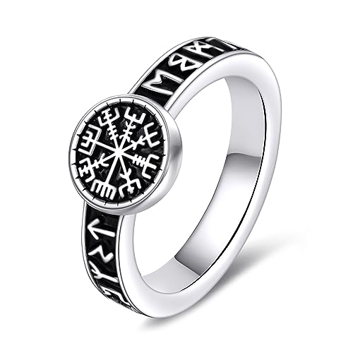 POPLYKE 925 Sterling Silber Viking Rune Ring für Damen Männer Viking Schmuck Gothic Ring Geburtstagsgeschenke 8# von POPLYKE