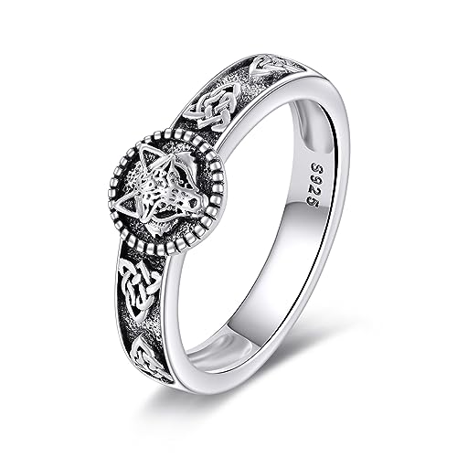 POPLYKE 925 Sterling Silber Wolf Ring für Damen Männer Viking Schmuck Gothic Ring Geburtstag Geschenke 7# von POPLYKE