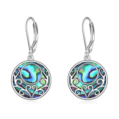 POPLYKE 925 Sterling Silber filigrane Ohrringe Dangle Teardrop Abalone Ohrringe für Frauen Sonnenblume Schmuck Geschenke Geburtstag von POPLYKE