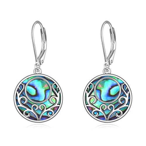 POPLYKE 925 Sterling Silber filigrane Ohrringe Dangle Teardrop Abalone Ohrringe für Frauen Sonnenblume Schmuck von POPLYKE