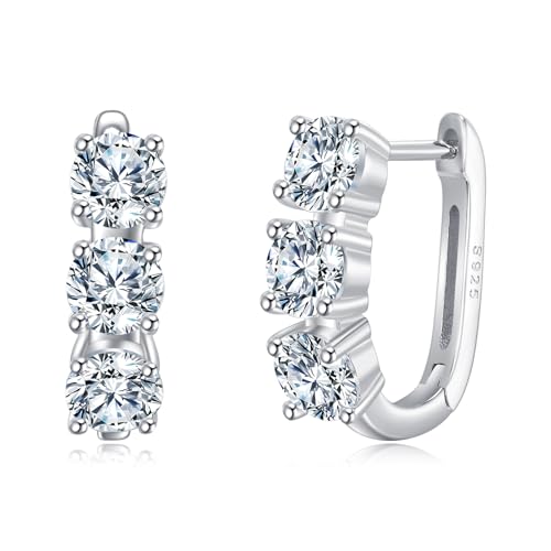 POPLYKE 925 Sterling Silver Hoop Earrings for Women Cubic Zirconia Small Hoop Earrings for Sensitive Ears Minimalist Jewellery Birthday von POPLYKE