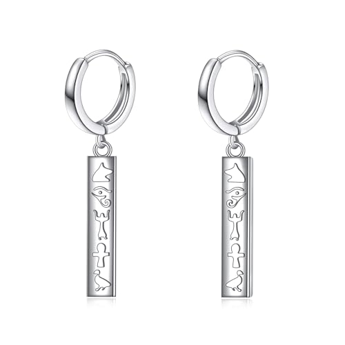 POPLYKE Ägyptische Ohrringe für Frauen Sterling Silber Ankh Hoop Ohrringe Ägypten Schmuck Geschenke für Frauen Männer Mädchen Junge (Silber) POPLYKE Ägyptische Ohrringe für Frauen Sterling Silber Ankh Hoop Ohrringe Ägypten Schmuck Geschenke für Frauen Männer Mädchen Junge (Silber) von POPLYKE