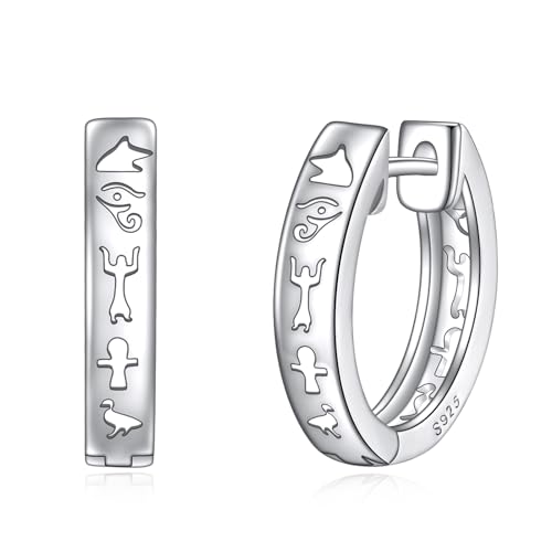 POPLYKE Ägyptische Ohrringe für Frauen Sterling Silber Ankh Hoop Earrings Ägypten Schmuck Geschenke für Frauen Männer Mädchen Junge von POPLYKE