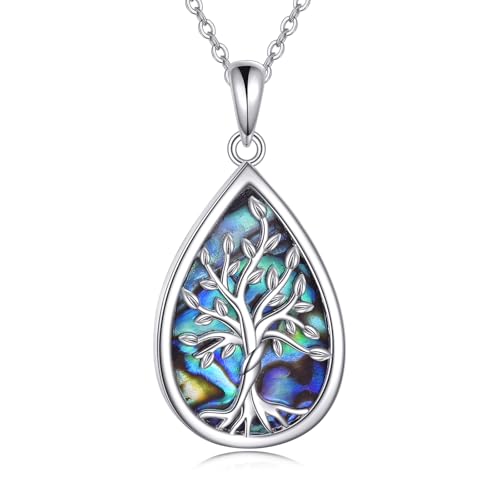 POPLYKE Aamblone Baum des Lebens Halskette damen 925 Sterling Silber Träne Baum des Lebens Schmuck Geschenke Geburtstag Muttertag von POPLYKE