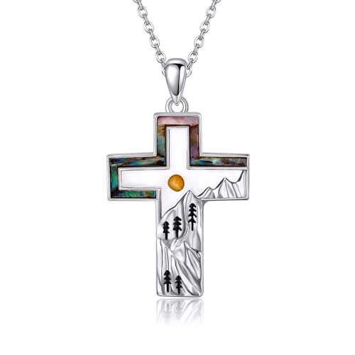 POPLYKE Abalone Kreuz Kette Damen Herren 925 Sterling Silber Senf Samen Schmuck Berg Kette Christian Schmuck POPLYKE Abalone Kreuz Kette Damen Herren 925 Sterling Silber Senf Samen Schmuck Berg Kette Christian Schmuck von POPLYKE
