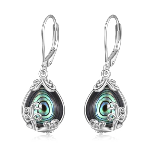 POPLYKE Abalone Muschel Filigrane Tropfen Ohrringe Sterling Silber Ohrringe mit Kappe Schmuck für Frauen von POPLYKE