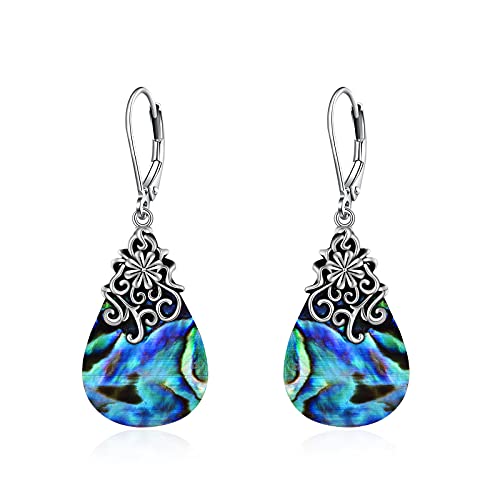 POPLYKE Abalone Muschel Filigrane Tropfen Ohrringe Sterling Silber Vintage Hängend Ohrringe Abalone Muschel Schmuck Geschenke für Frauen von POPLYKE