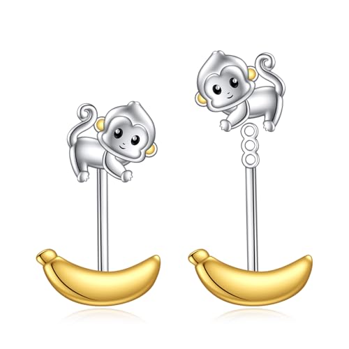 POPLYKE Affe Ohrstecker für Frauen Sterling Silber Banane Ohrringe Schmuck Geschenke von POPLYKE