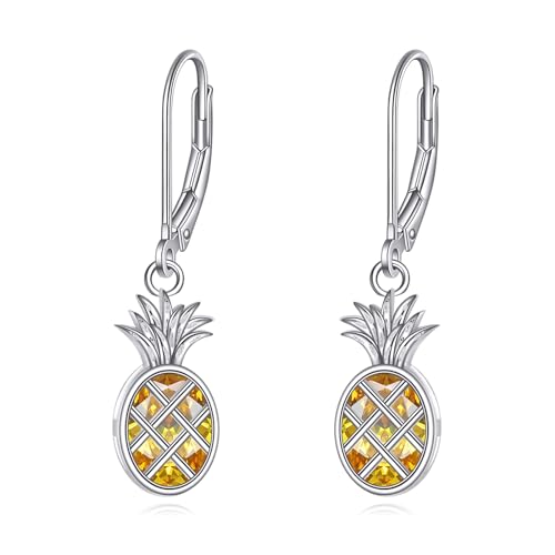 POPLYKE Ananas Ohrringe für Frauen Sterling Silber Ananas Ohrringe Obst Ohrringe Schmuck Geschenk für Mädchen von POPLYKE