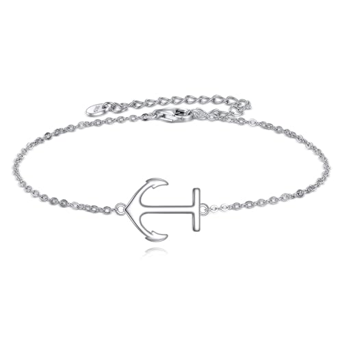 POPLYKE Anker Fußkettchen für Damen 925 Sterling Silber Fußkette Armbänder für Damen Knöchel Armbänder Damen Fußkette von POPLYKE