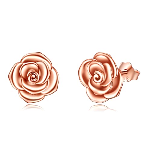 POPLYKE Antike Oxidierte Rose Blume Ohrstecker Sterling Silber Blume Ohrringe Schmuck Geschenke für Frauen und Mädchen von POPLYKE