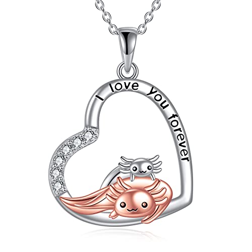 POPLYKE Axolotl Mutter und Tochter Halskette for Frauen 925 Sterling Silber Tierschmuck Geburtstagsgeschenke von POPLYKE