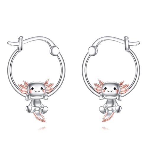 POPLYKE Axolotl Ohrringe Damen 925 Sterling Silber Axolotl Schmuck Axolotl Creolen Ohrringe Hypoallergen von POPLYKE