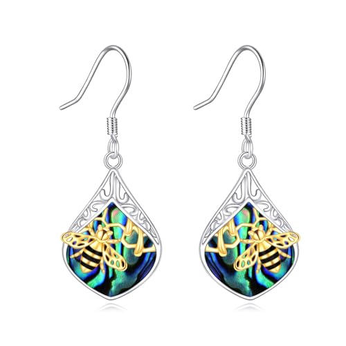 POPLYKE Biene Dangle Ohrringe für Frauen Sterling Silber Abalone Filigrane Schmuck Geschenke für M?dchen von POPLYKE
