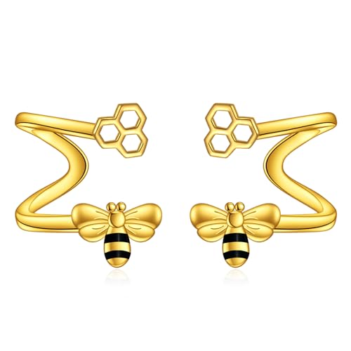 POPLYKE Biene Ohrringe für Frauen Sterling Silber Biene Clip auf Ohrringe Biene Schmuck Geschenk für Mädchen von POPLYKE