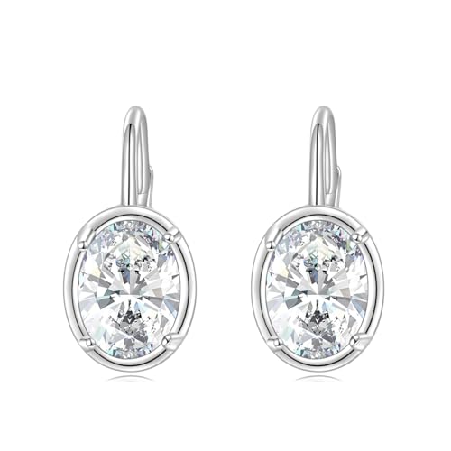 POPLYKE Birthstone Leverback Ohrringe Sterling Silber Birthstone Schmuck für Frauen April Geschenk für Mädchen (April) von POPLYKE