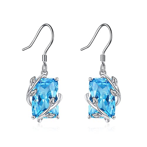 POPLYKE Blue CZ Leaf Drop Dangle Ohrringe Sterling Silber Ohrringe Schmuck POPLYKE Blue CZ Leaf Drop Dangle Ohrringe Sterling Silber Ohrringe Schmuck von POPLYKE