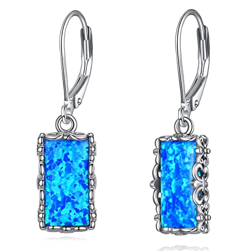 POPLYKE Blue Opal Dangle Drop Ohrringe für Frauen 925 Sterling Silber Schmuck Geschenk von POPLYKE