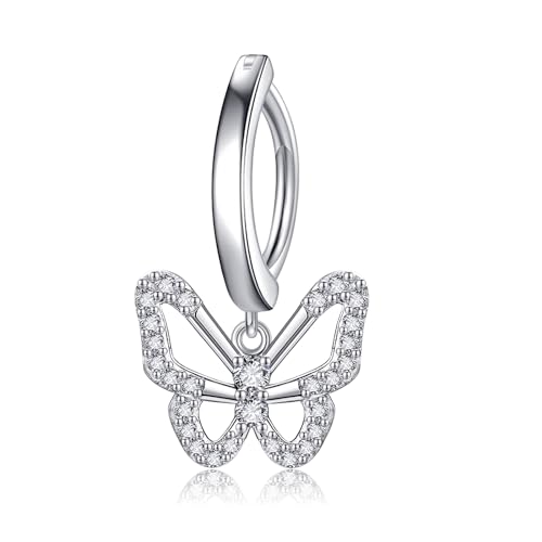 POPLYKE Butterfly Bauchknopf Ring Sterling Silber Clicker Bauchknopf Ringe Butterfly Clicker Dangle Nabel Ringe für Damen Gebogene Barbell Piercing Schmuck POPLYKE Butterfly Bauchknopf Ring Sterling Silber Clicker Bauchknopf Ringe Butterfly Clicker Dangle Nabel Ringe für Damen Gebogene Barbell Piercing Schmuck von POPLYKE