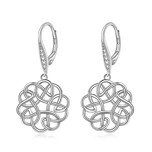 POPLYKE Celtic Knot Drop Dangle Wire Ohrringe Sterling Silber Brisuren Ohrringe von POPLYKE