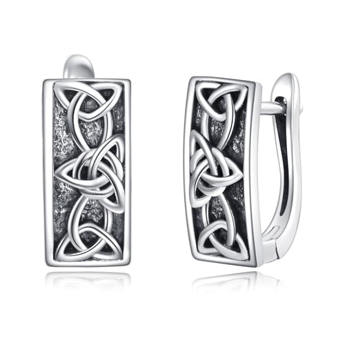 POPLYKE Keltischer Knoten Ohrringe 925 Sterling Silber Huggie Ohrringe für Damen Herren Schmuck von POPLYKE