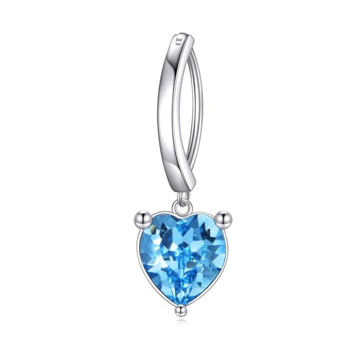 POPLYKE Clicker Bauchknopf Ringe für Damen Sterling Silber Bauchpiercing Schmuck Herz Bauchknopf Ring Einfache Reverse gebogene Nabel Barbell Körper Piercing Schmuck von POPLYKE