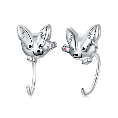 POPLYKE Corgi Half Huggic Hoop Earrings für Frauen Sterling Silber Corgi Ohrringe Tierschmuck Geschenk für Mädchen (Corgi) von POPLYKE