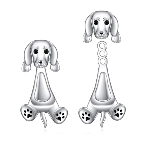 POPLYKE Dachshund Hund Ohrringe für Damen 925 Sterling Silber Hund Stud Ohrringe Hund Schmuck Dachshund Geschenke für Mädchen von POPLYKE